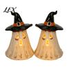 Holiday Atmospheric Night Lights Witch Hat Ghost Tealight Candle Holder, Vintage Resin Halloween Tabletop Decor Rustic Pastoral Theme Ornaments