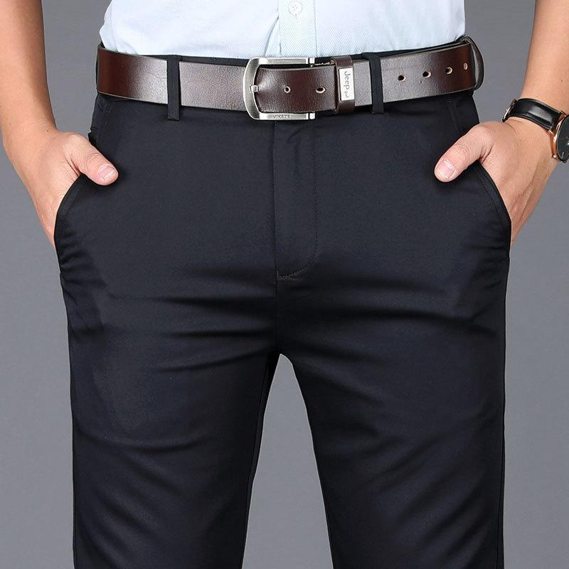 Тонкие мужские повседневные брюки Tencel эластичные повседневные брюки среднего возраста мужские летние повседневные мужские прямые брюки с высокой талией
