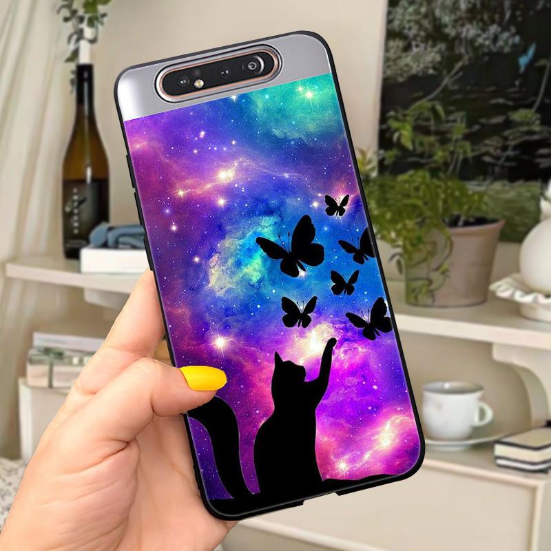 Case For Samsung A80 Case Soft Silicone Cartoon Back Cover For Samsung Galaxy A80 GalaxyA80 A 80 A805 Fundas shell Black coque