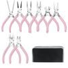 8 PCS Jewelry Making Pliers Tools Kit, 5 Inch Mini Pliers Set, Small Needle Nose Pliers, Pink Jewelry Pliers Set