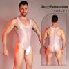 Sexy Bodysuit Oil Glossy Sheer Bodysuit Men Sleeveless See Through Jumpsuit Playsuit Male Undershirt Adult XXX Sex Porno Costume
