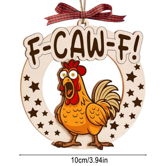 Yousheng Забавный F-Caw-F Курица Рождественское украшение Деревянный Петух Украшение для Рождественской елки Подарки-приколы для Любителей кур Взрослых Женщин