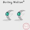 Модные серьги-гвоздики из серебра 925 пробы с изумрудной луной для женщин, зеленые оригинальные серьги из стерлингового серебра S925, подарок на день Святого Валентина, ювелирные изделия, подарок из стерлингового серебра