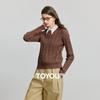 Women's Retro Cable Knit Faux Two-Piece Polo Sweater