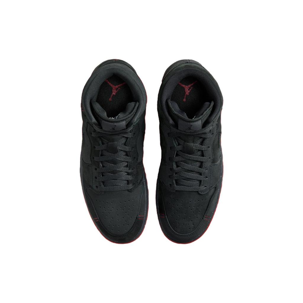 Air Jordan 1 Mid SE Craft Dark Smoke Red Мужские кроссовки черные темно-дымчато-серые Varsity-Red FD8634-001