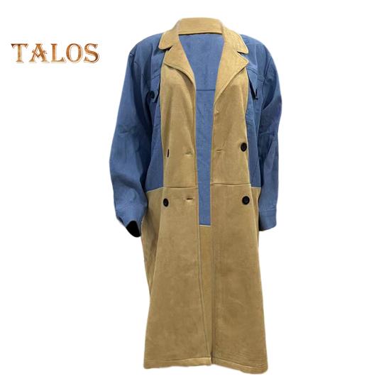 Женское весенне-осеннее пальто, джинсовая куртка, пальто, двубортное в стиле пэчворк с карманами с клапанами, цветное женское пальто средней длины