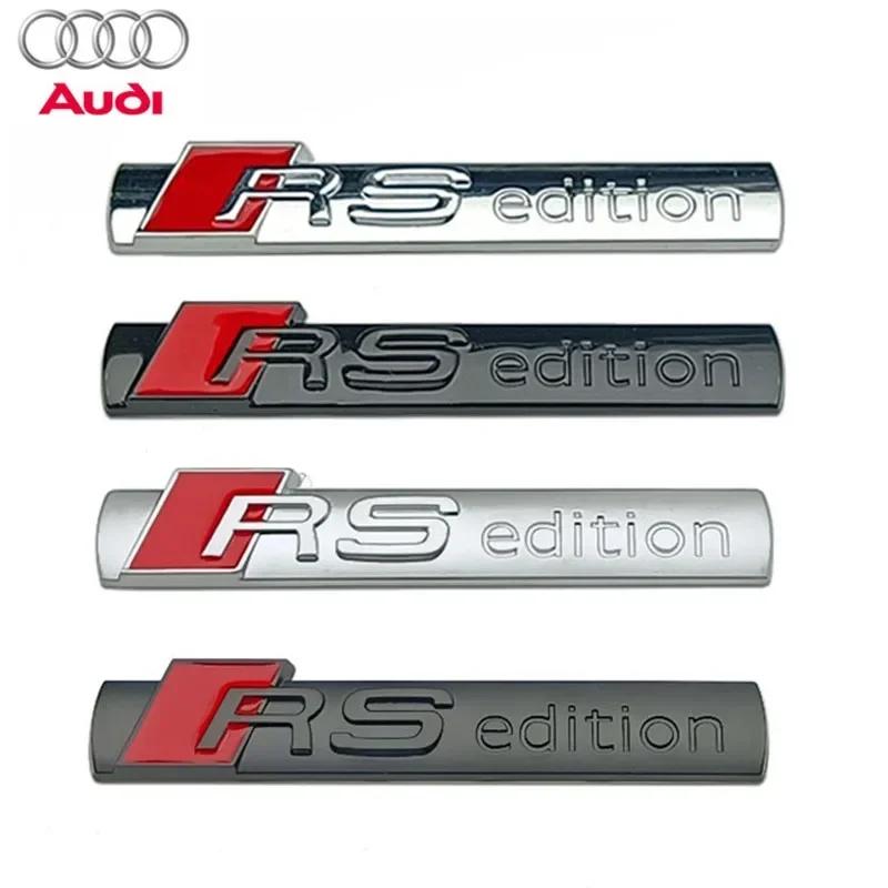 3D ABS Chrome Black Logo RS Edition Emblem Silver Car Fender Badge Sticker For Audi A3 A4 A6 A7 Q3 Q5 Q7 TT S3 S4 S5 RS3 RS4 RS5