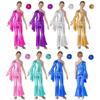 Girls Shiny Bell Bottom Dance Outfit Fashion One Shoulder Flared Sleeve Jumpsuit Hair Tie Headpiece for Performances
