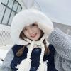 Ветрозащитная плюшевая шапка, вязаная шапка из искусственного меха, модная шапка с кошачьими ушками, для девочки