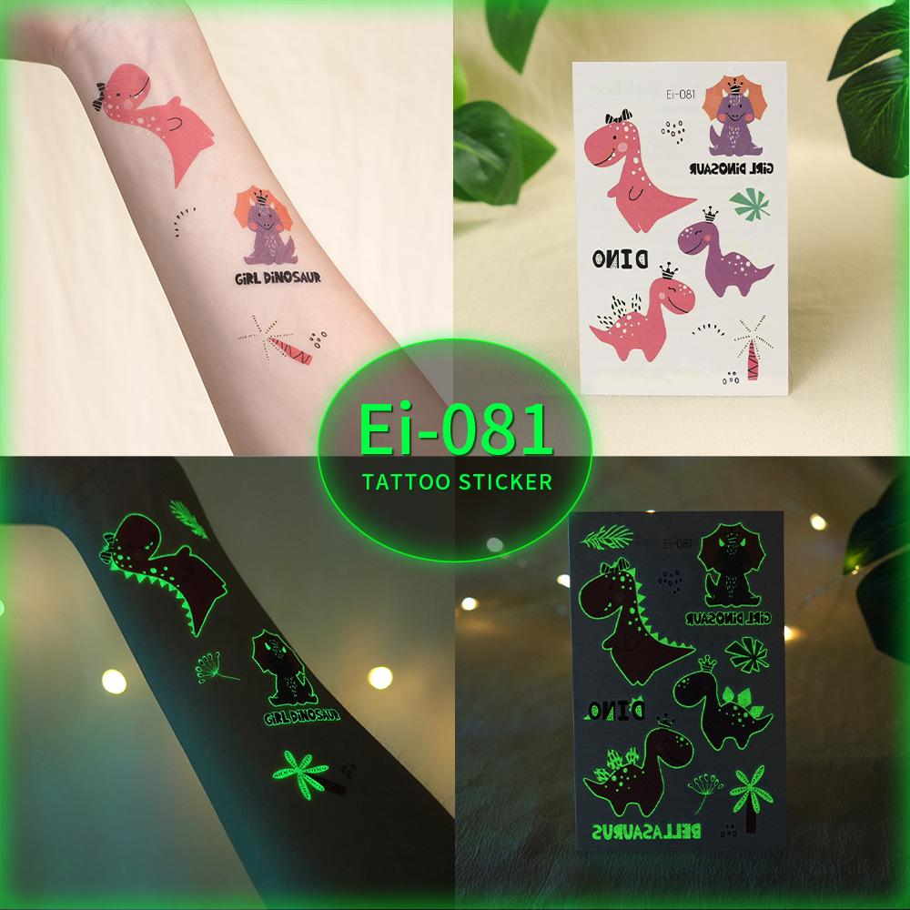 Glow-in-the-Dark Dinosaur Temporary Tattoo Stickers for Kids
