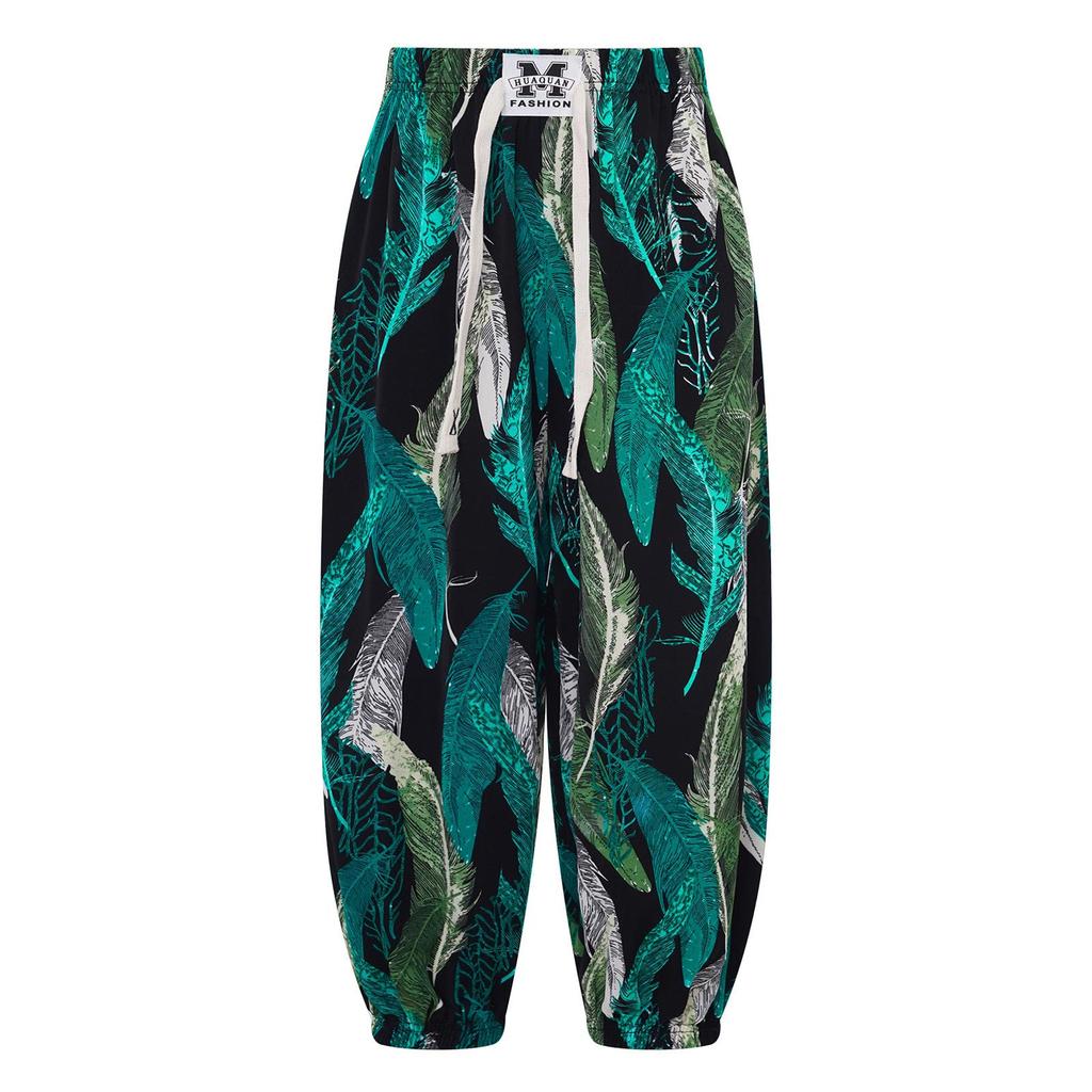 Модные шаровары для мальчиков и девочек, легкие брюки с эластичной талией, брюки с красочным принтом, для отпуска, путешествий, пляжа, дома