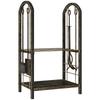 Indoor Firewood Rack 43 X 30 X 74cm 2 Tier Firewood Storage Rack With 4 Fireplace Tools And Hooks