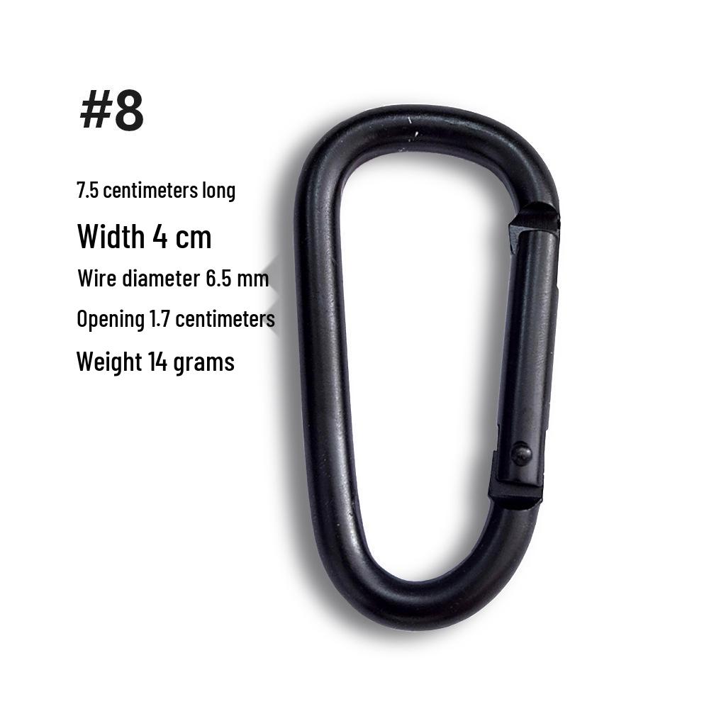 D-образный карабин из алюминиевого сплава с полностью черным электрофоретическим покрытием (Размеры 4-8)