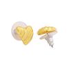 Gehena by Estele - Gold Tone Ribbed Heart Stud Earrings for Girl's and Women
