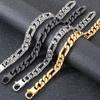 Vintage Matte Polished Black Stainless Steel Bracelet Men 10MM Width Curb Cuban Link Chain Men's Bracelets Length Adjustable