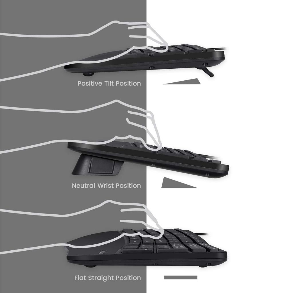 Perixx PERIDUO-505 Ergonomic Keyboard with Vertical Mouse, Wired, Adjustable Palm Rest, 4-Way Tilt Wheel, Membrane Keyboard, English Layout, Shallow