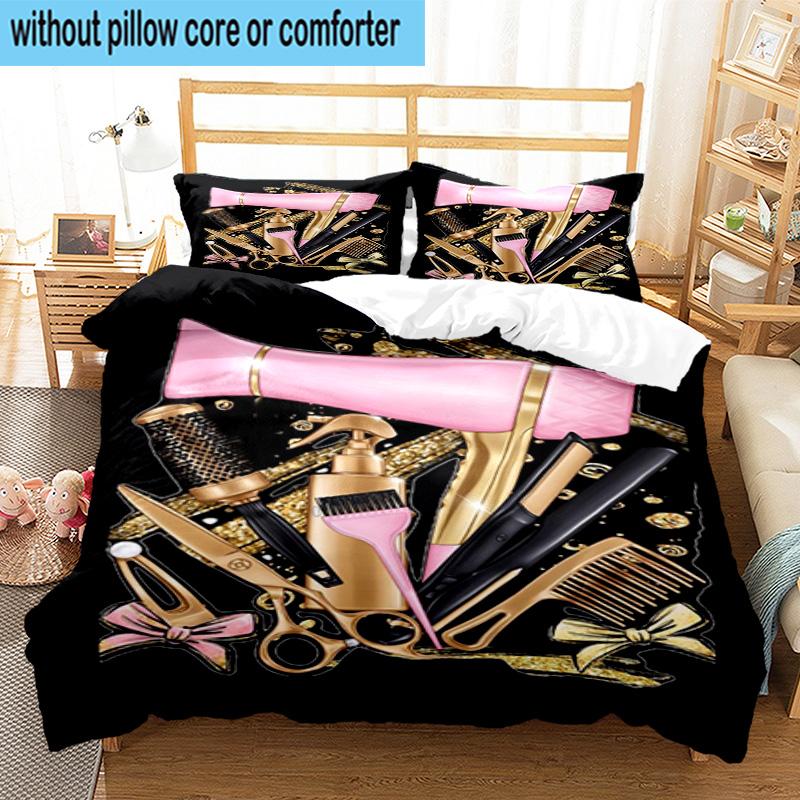 Hair Styling Essentials 3pcs Bedding,Including 1pc Duvet Cover And 2pcs Pillowcases Perfect for Christmas,Ideal for Bedroom, Dormitory