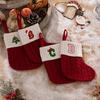 Mini Initial Christmas Stocking Embroidered Letter Knitted Christmas Stockings Festival Hanging Ornament for Home Christmas Decor