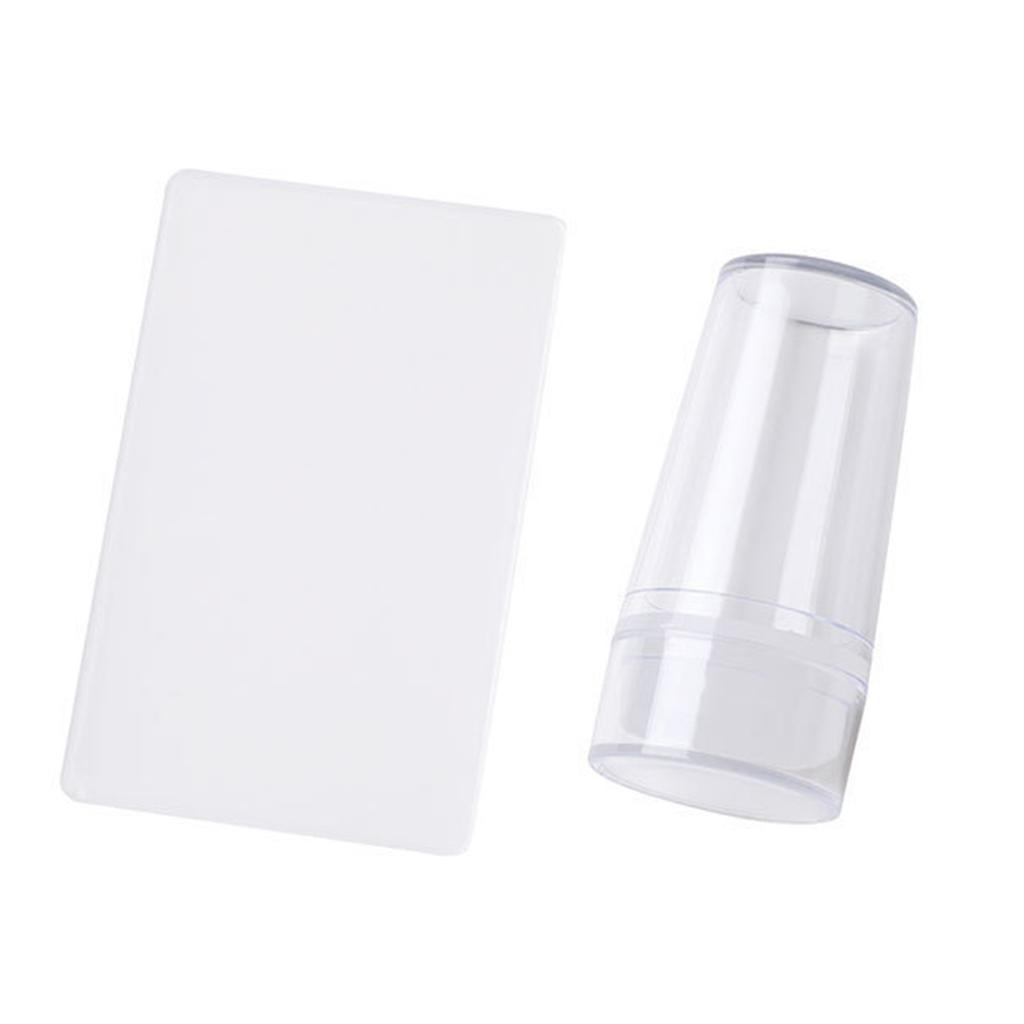 Transparent Nail Stamper with Scraper Silicone Stamp for French Nails Manicuring Kits Nail Art Stamping Tool