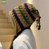 Цветная вязаная шерстяная шапка ручной работы теплая шапка-ушанка милая плюшевая шапка зимнее тепло