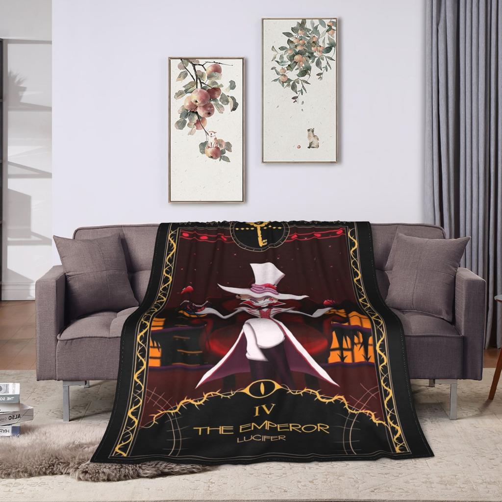 Hazbins Hotels Alastor and Lucifer Blanket Coral Fleece Plush Summer Demon Super Warm Throw Blankets for Sofa Car Rug Piece