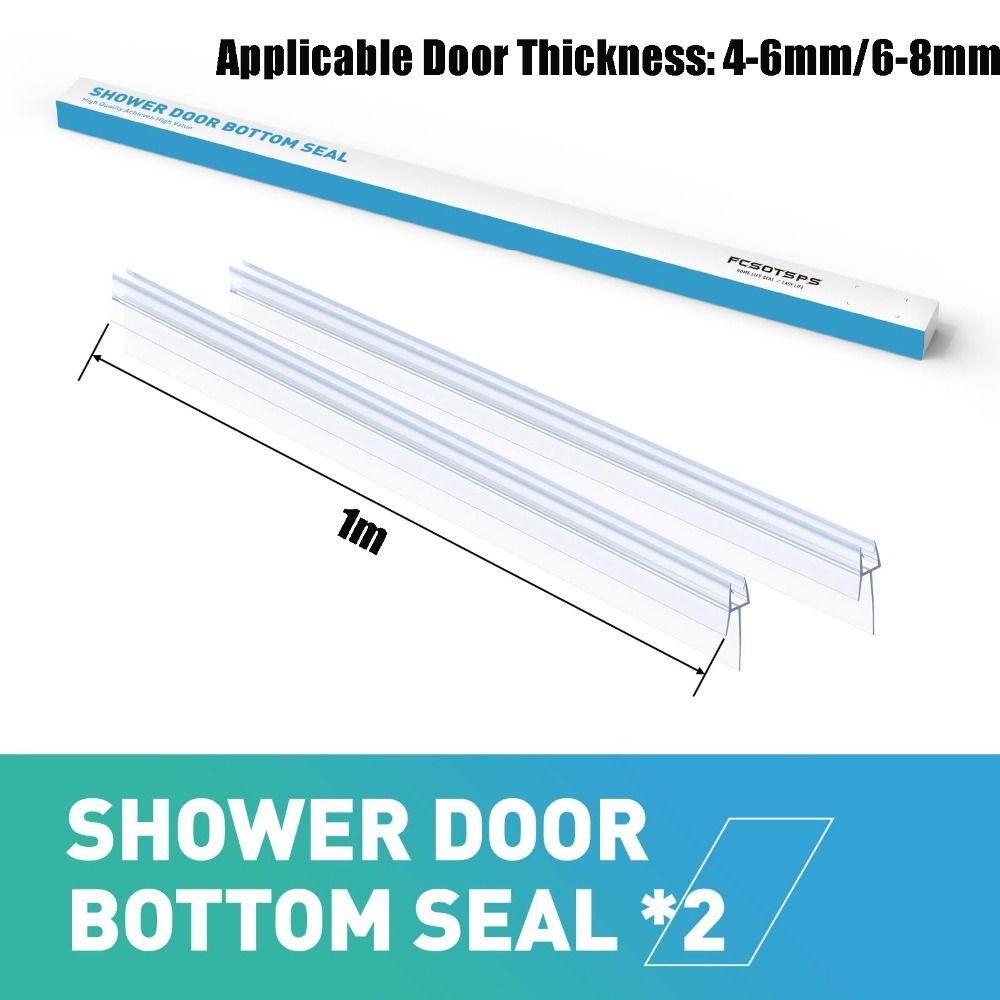 2 шт. Прочный 1 м Уплотнитель для дна душевой двери Водонепроницаемый Прозрачный ПВХ Безрамный Уплотнитель для душевой двери Без клея Щетка для дна душевой двери Ванная комната