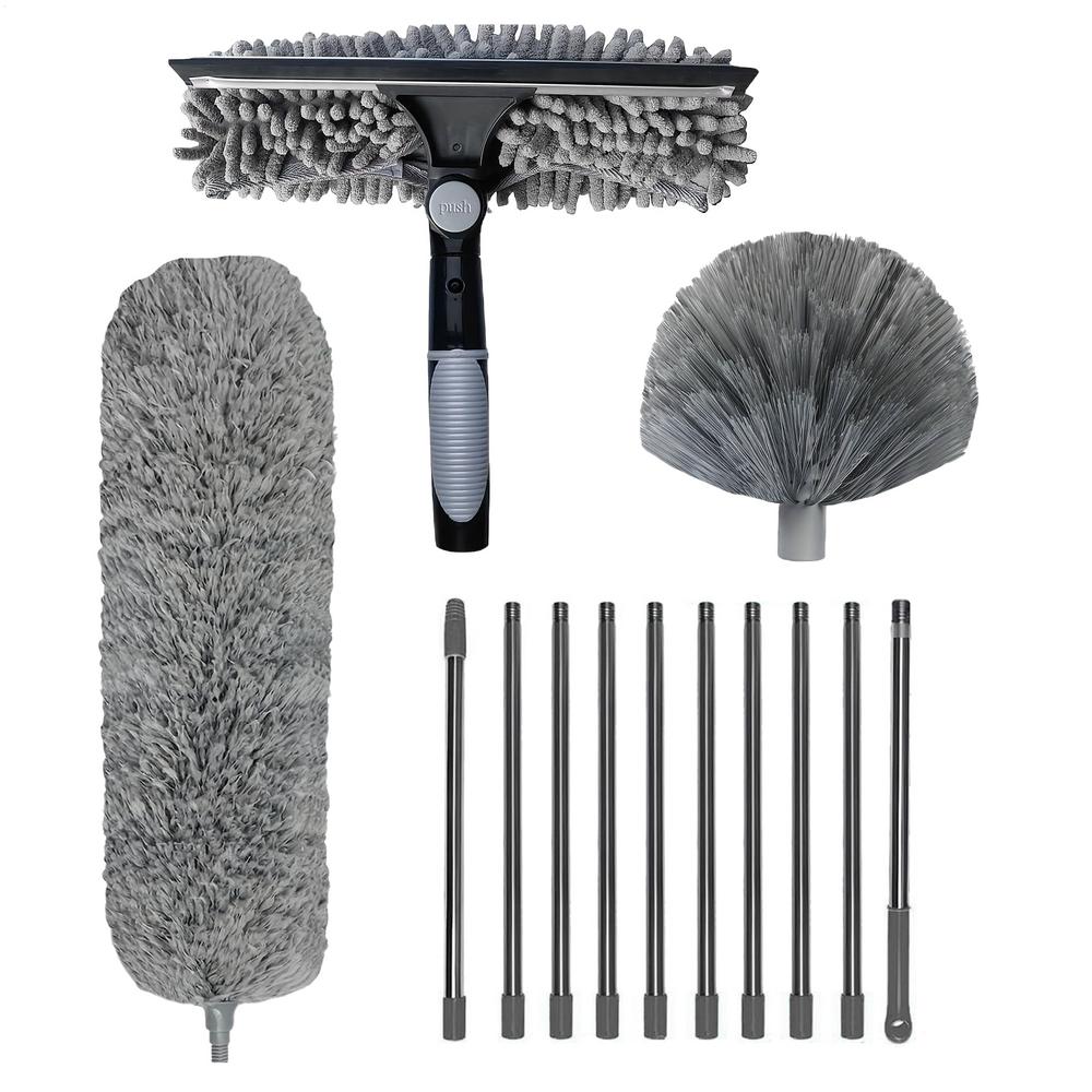 2 в 1 Потолочная щетка для пыли Щетка для мытья окон Телескопическая щетка из микрофибры для уборки пыли Стеклоочиститель Инструмент для мытья потолков и окон