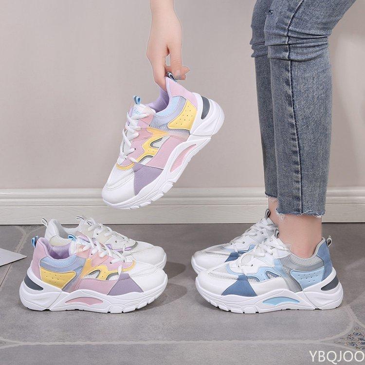 Мода 2024 Новые модные кроссовки Плоские туфли Женская спортивная обувь Женские кроссовки на толстой подошве для бега с дышащей сеткой Легкие кроссовки