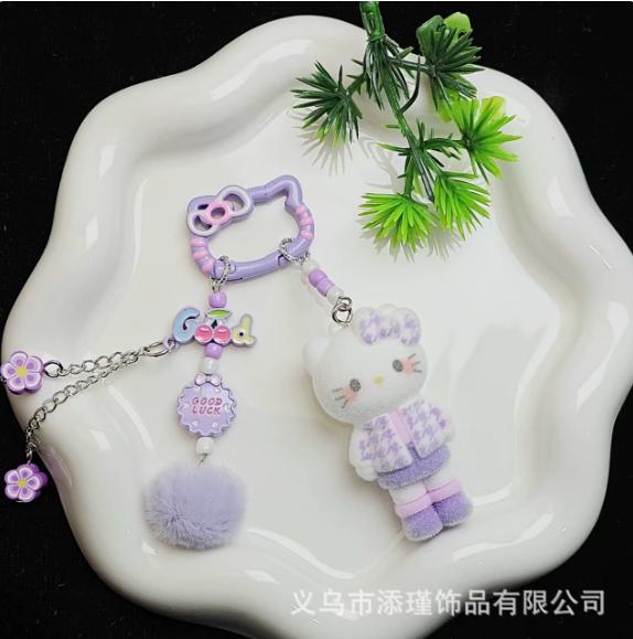 Милый брелок Hello Kitty Мультяшная игрушка Веселая Красочная кукла Подвеска для рюкзака Украшение для автомобиля Подвесная цепочка Рождественский подарок