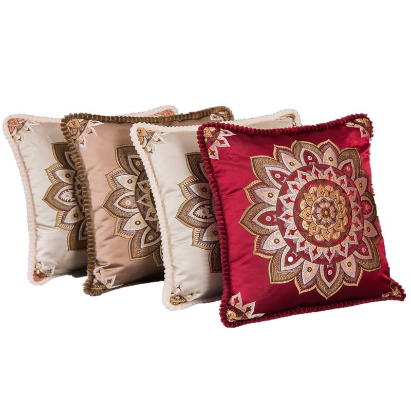 48x48cm Classical European Flower Jacquard Decorative Cushion Cover for Sofa Chair Throw Pillow Case