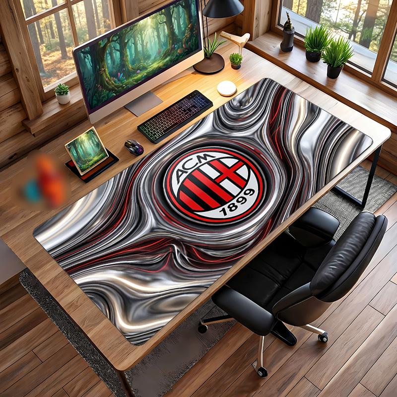 Большой коврик для мыши с принтом AC Milan, нескользящий мягкий резиновый игровой коврик для стола, декор для офисного ноутбука компьютера