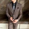 Mens Suit Groom Wedding Dress Solid Color Formal Business Plaid Suits Plus Size