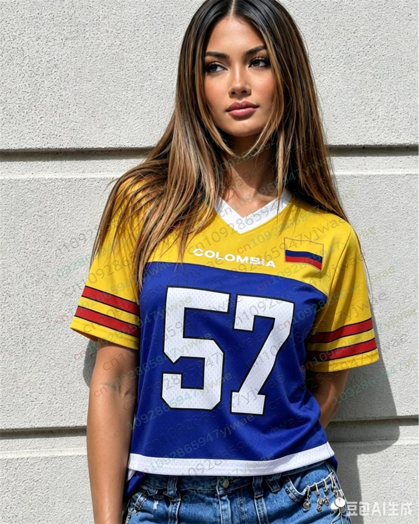 Colombia Jersey Breathable Sportswear Short Sleeved Fashionable Streetwear Top Y2k Top Summer Men'S And Women'S T-Shirt