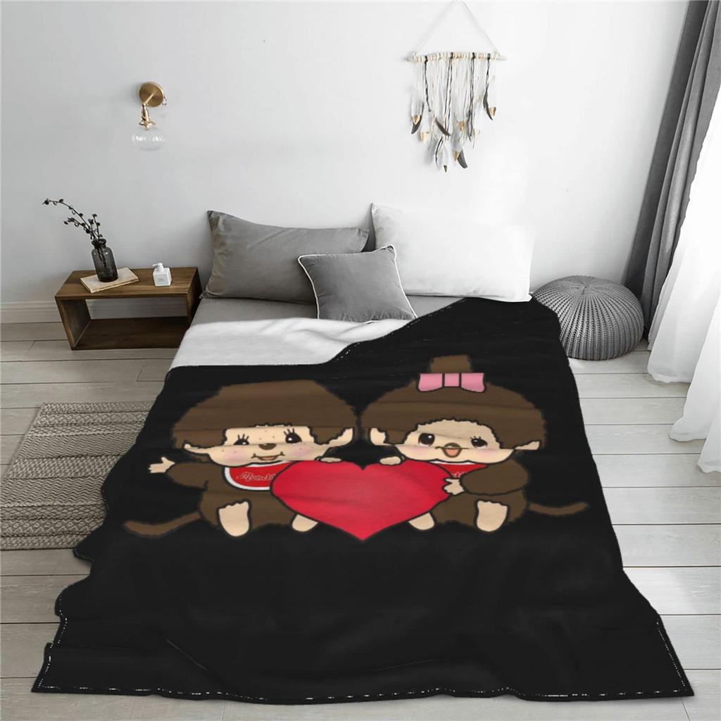 Monchhichi Fluffy and Stylish Flannel Cute Throw Blanket for X Blanket, Blanket, All-Season Washable, Warmth, 50" 40"