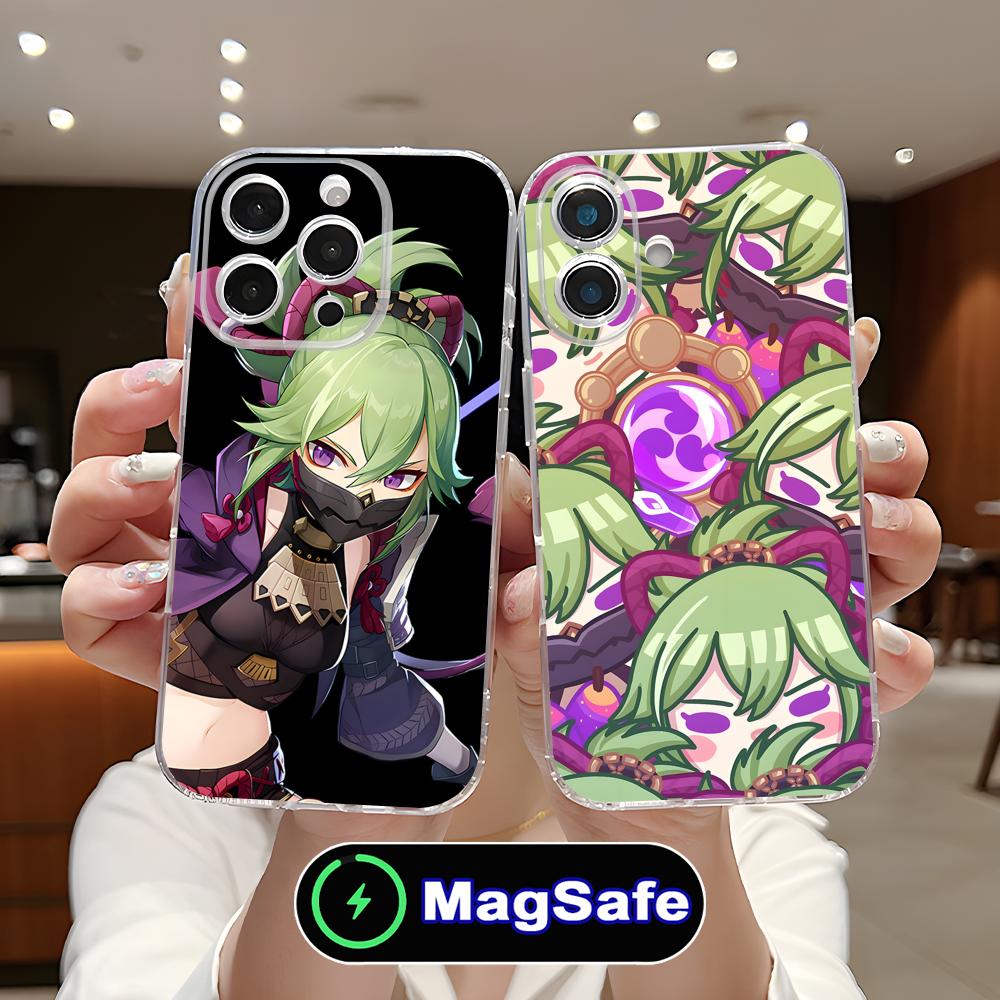 Игровой чехол для мобильного телефона GI Kuki Shinobu для iPhone 17 16 15 14 13 12 11 Air Pro Max Plus Mini Magsafe Прозрачный Цветной Чехол Роскошный