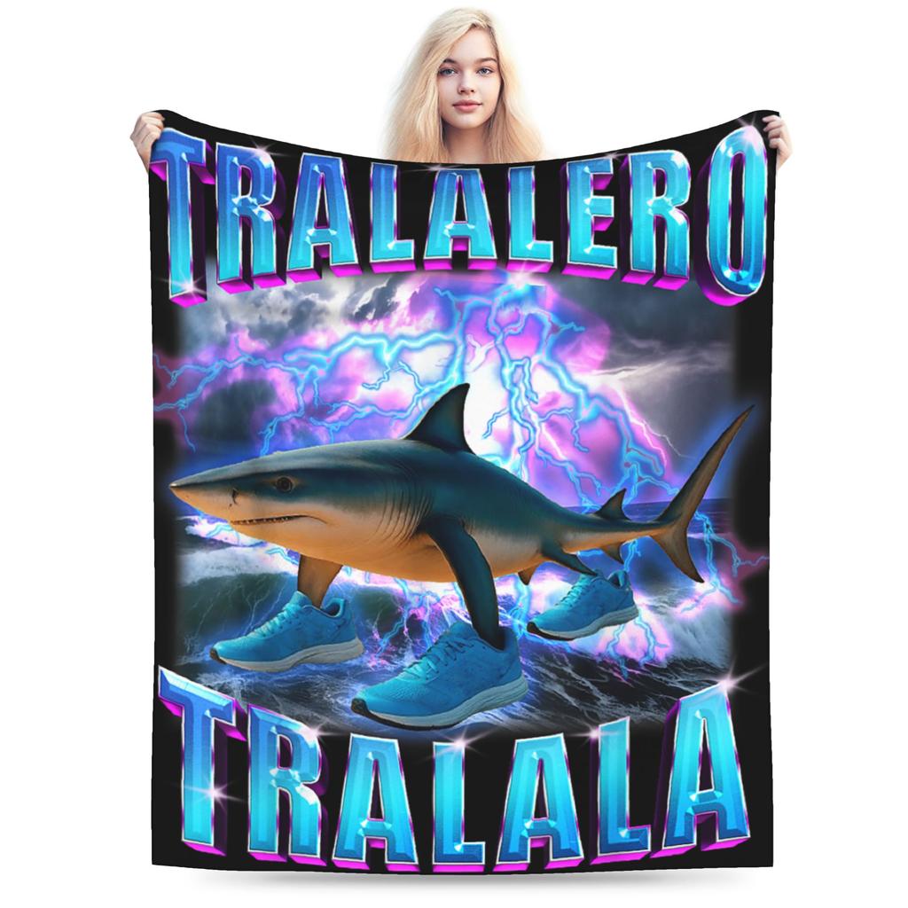 Tralalero Tralala Bootleg Funny Brainrot Italian Shark Meme TBlanket Warm Soft Bedding Throws Winter Couch Chair Bedspread