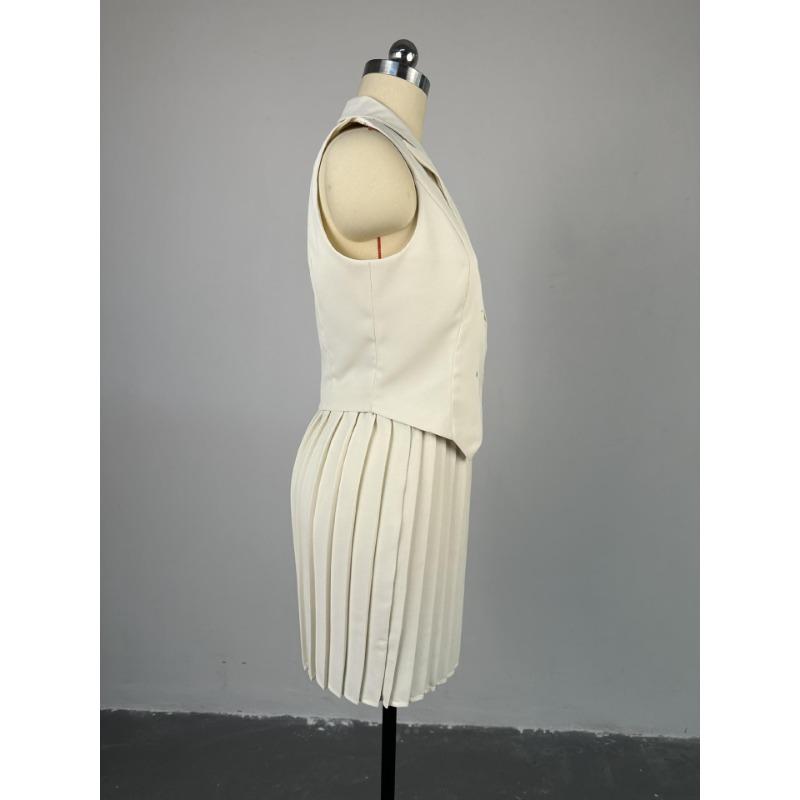 Женская летняя повседневная юбка с лацканами нестандартной формы, плиссированная юбка до середины тела