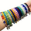 National Style Buddha Bead Bracelet with Cat's Eye Stone for Women, Fashion Lady Crystal Jewelry