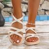 Women's Trend College Style Holiday Style Soft Bottom Solid Color Strappy Flat Sandals