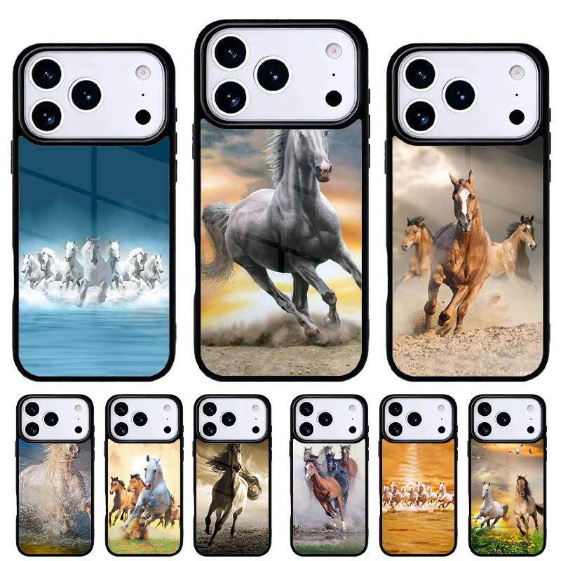 Чехол для телефона «Бегущие лошади» для iPhone 17 16 15 14 13 Pro Max Задняя крышка для 12 11 Pro Coque