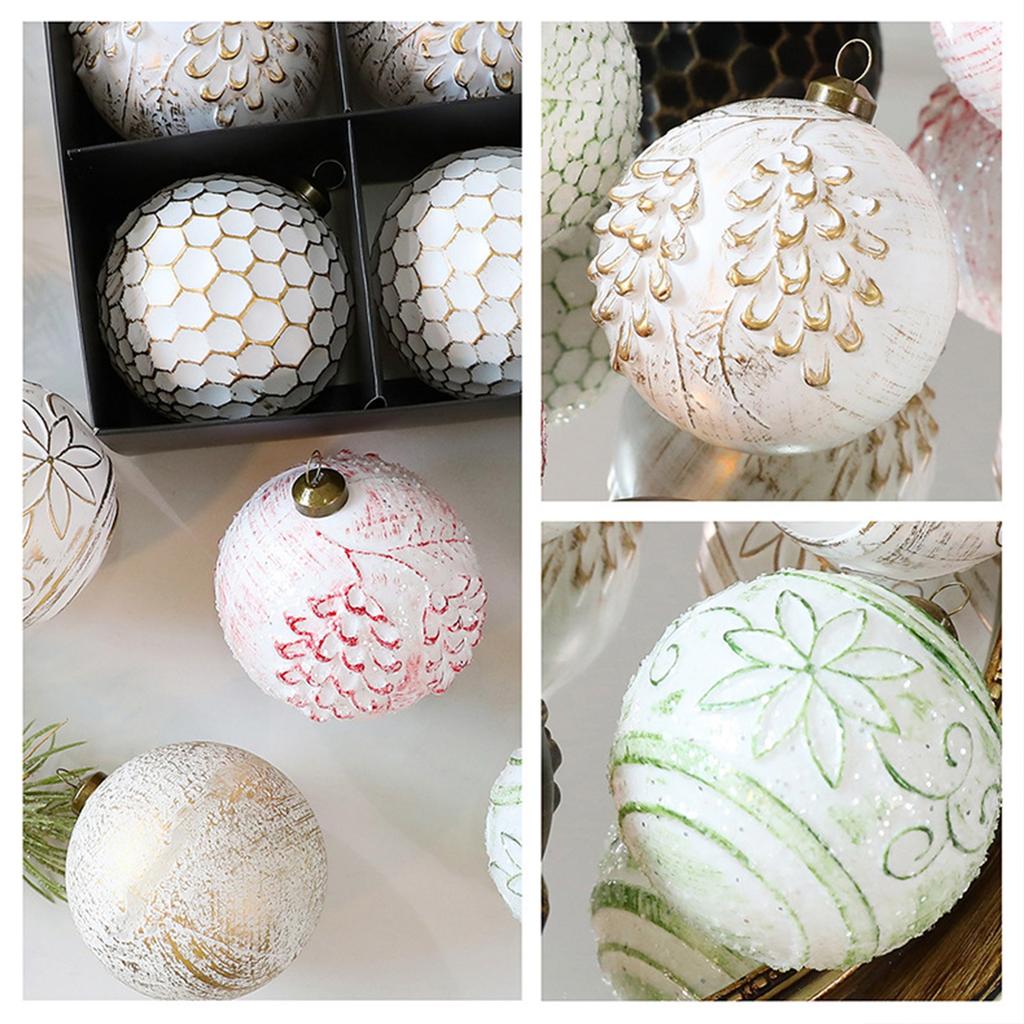 8CM Antique Christmas Ball Ornaments 12pcs, Christmas Tree Pendants Retro Christmas Ball Decorations Window Hanging Pendants
