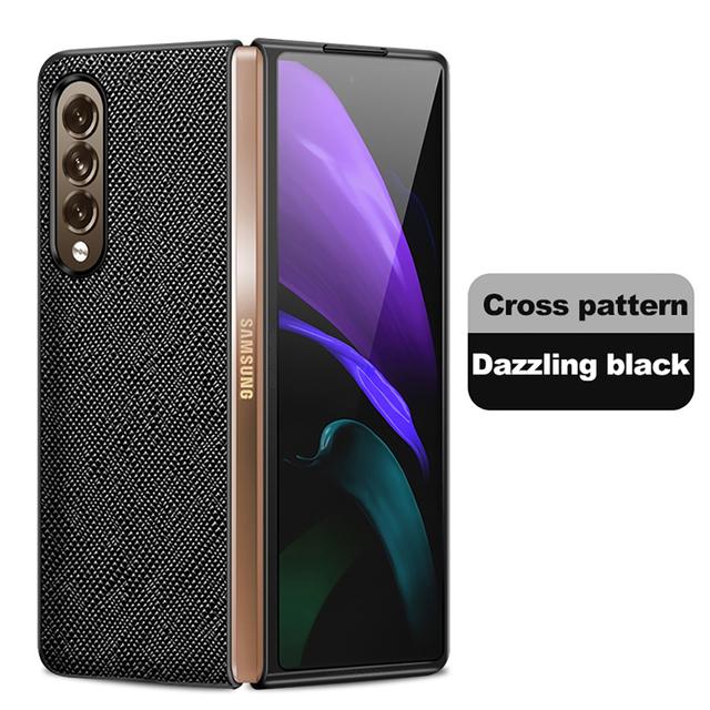 Кожаный складной чехол-экран для Samsung Galaxy Z Fold 2 3 4 5g, чехол для телефона с крестообразным рисунком, защитный чехол для Samsung