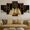 5 Pieces Wall Art Canvas Painting Islamic Quran Pictures Poster Home Modular Modern Living Room Bedroom Decoration Framework