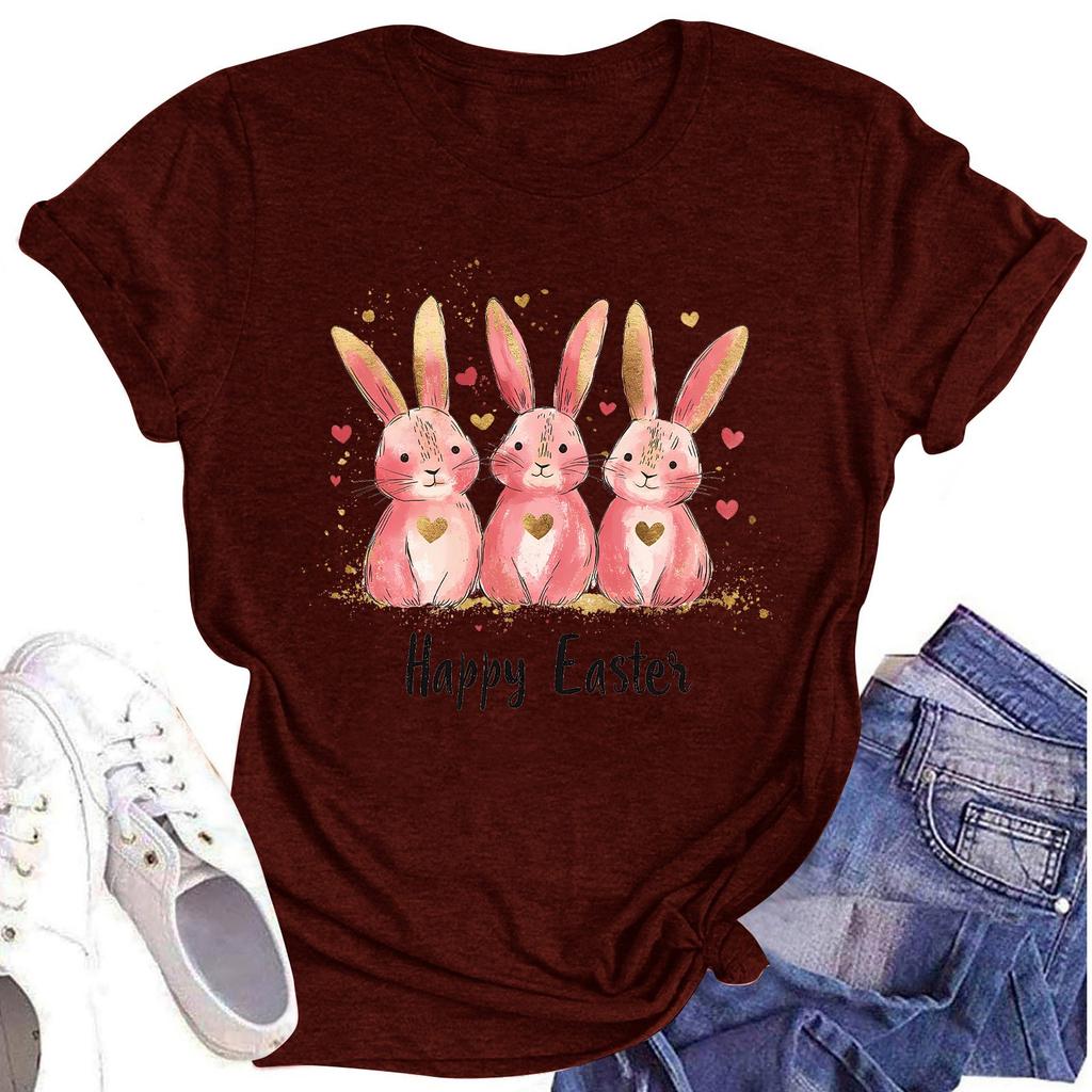 Women's Top Round Neck Casual Printed Short-sleeved T-shirt Top