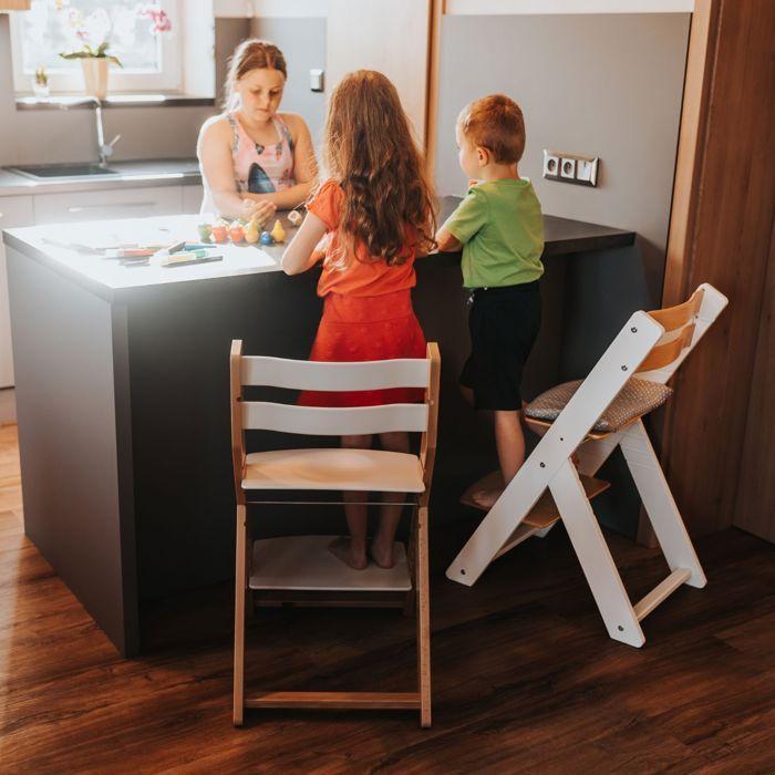 SANDY Children's High Chair, White and Varnished