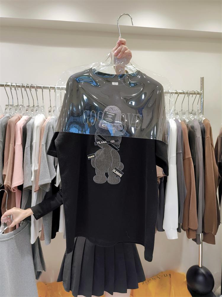 Футболка с короткими рукавами и принтом в виде мультфильмов для женщин в европейском стиле - весна 2023 г., модный топ с круглым вырезом