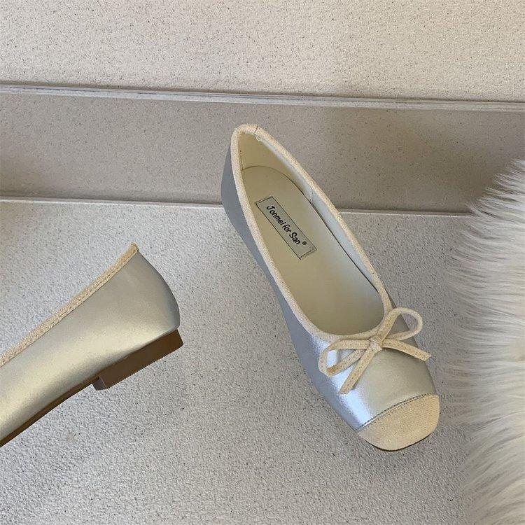 French Xiaoxiangfeng Flat-bottomed Single Shoes, Gentle Skirt Women's Shoes In the Evening and Evening 2025 Spring New Doudou Shoes