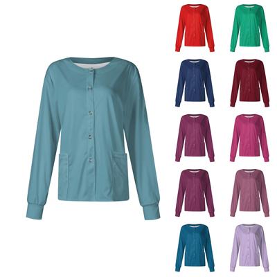 Женский однобортный защитный комбинезон с длинным рукавом и карманом, рабочий воротник-стойка, однобортный защитный комбинезон, куртка-кардиган, топ