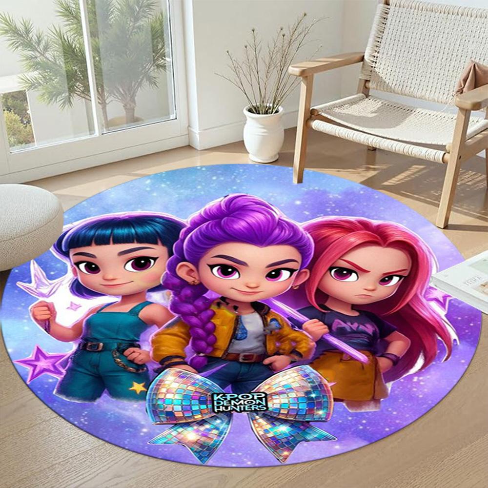 K-pop Round Area Rug Suitable for Foyer Dormitory Playrooms Dining Room Antislip Round Carpet Office home decor Best for Christmas