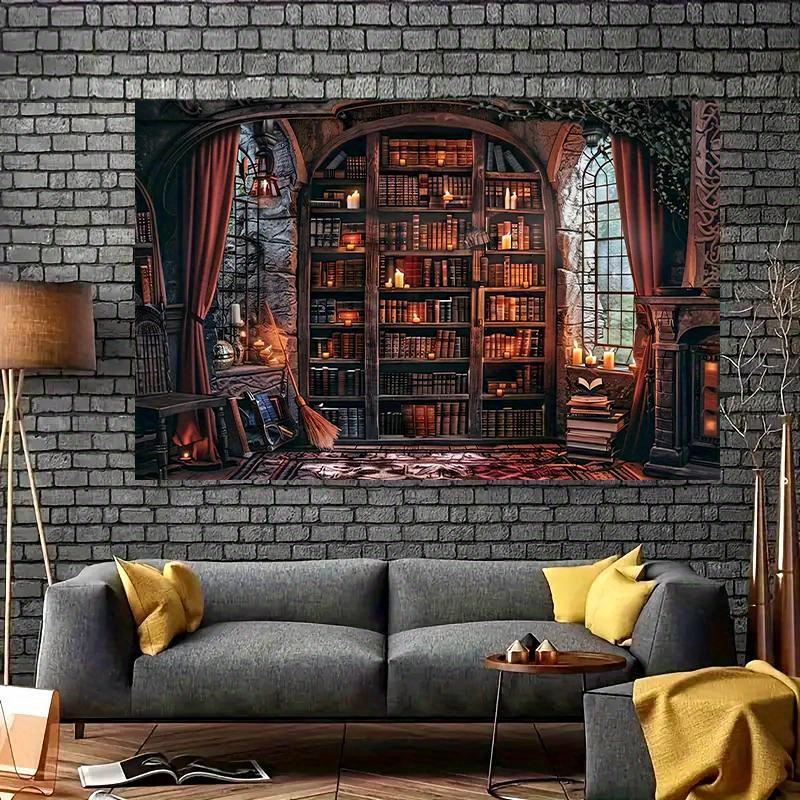 2D плоский 1 шт. Фон Secret Magic library из полиэстера - загадочные магические элементы, подходящие для домашнего декора